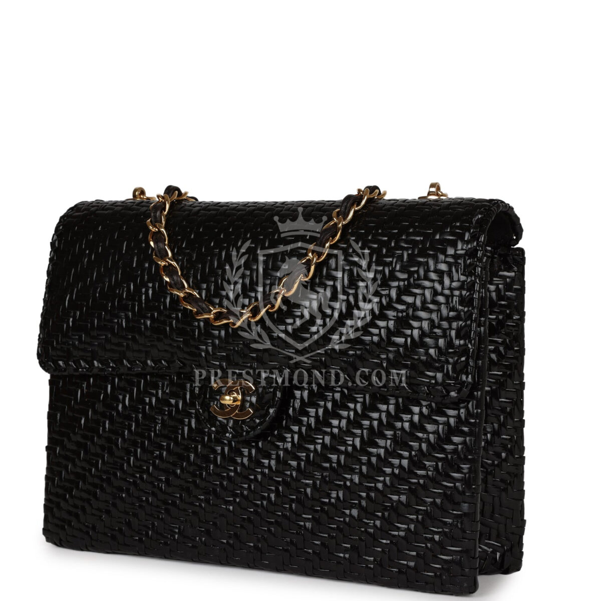 Vintage Chanel Flap Bag Black Wicker Gold Hardware — изображение 5