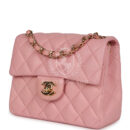Vintage Chanel Mini Square Flap Light Pink Lambskin Gold Hardware