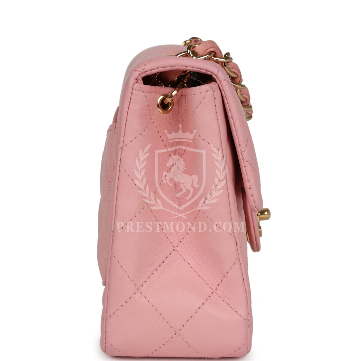Vintage Chanel Mini Square Flap Light Pink Lambskin Gold Hardware — изображение 3