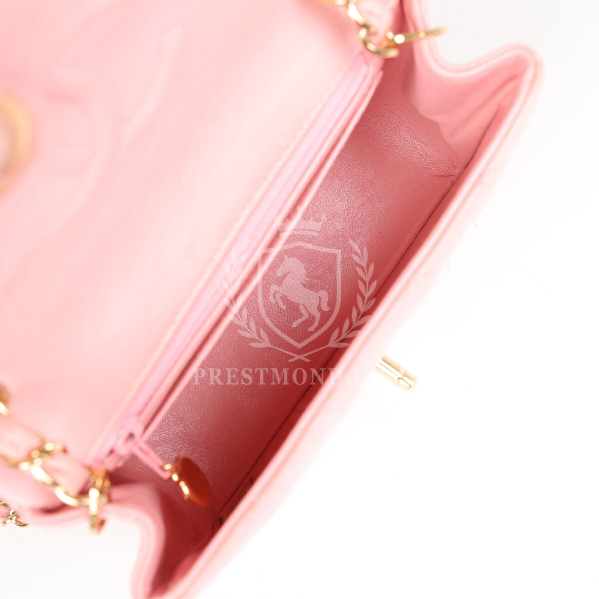 Vintage Chanel Mini Square Flap Light Pink Lambskin Gold Hardware — изображение 8