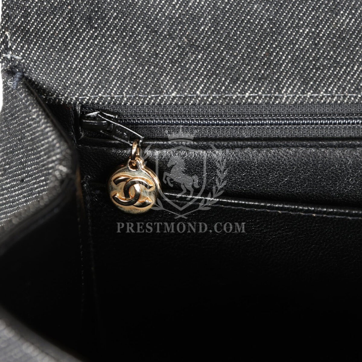 Vintage Chanel Kelly Top Handle Bag Black Denim Gold Hardware — изображение 8