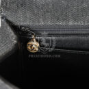 Vintage Chanel Kelly Top Handle Bag Black Denim Gold Hardware