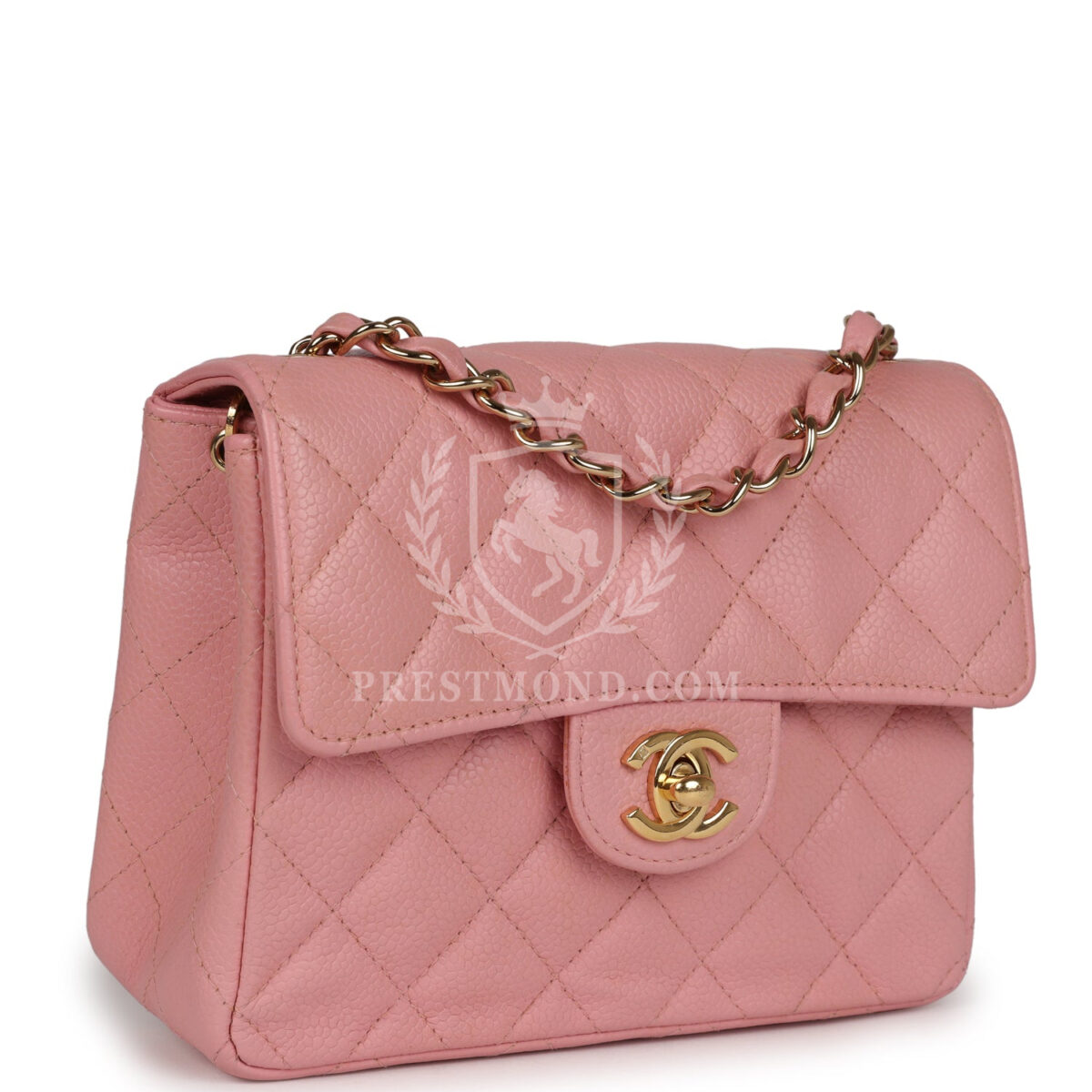 Vintage Chanel Mini Square Flap Pink Caviar Gold Hardware — изображение 2
