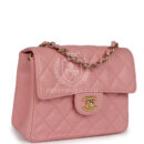 Vintage Chanel Mini Square Flap Pink Caviar Gold Hardware