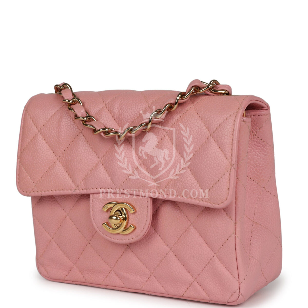 Vintage Chanel Mini Square Flap Pink Caviar Gold Hardware — изображение 5