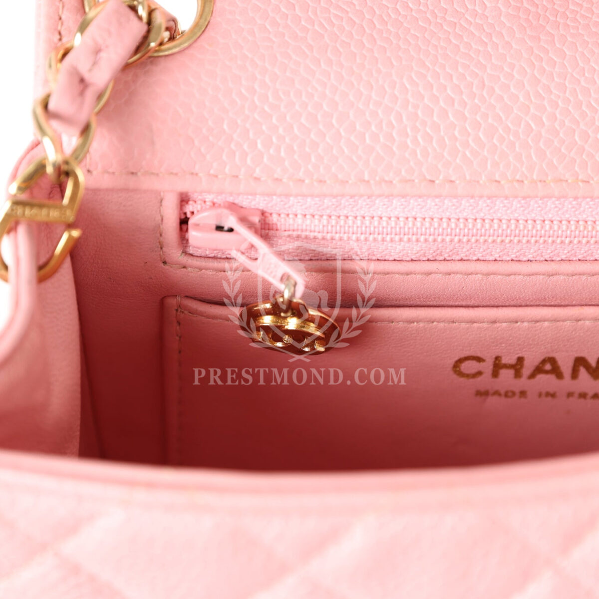 Vintage Chanel Mini Square Flap Pink Caviar Gold Hardware — изображение 10