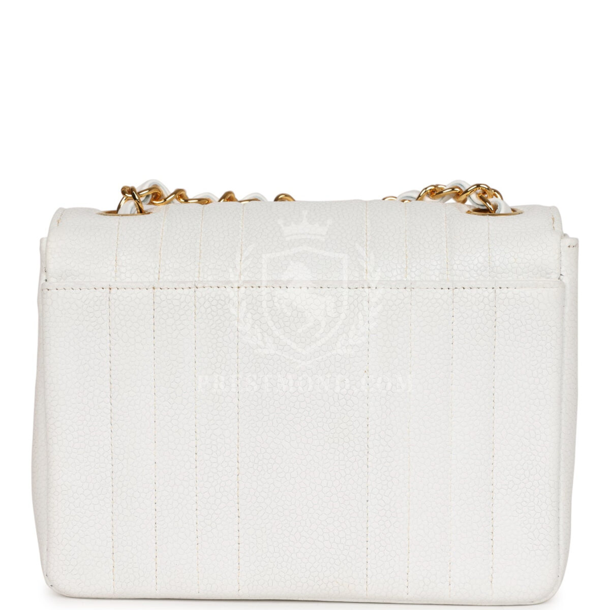 Vintage Chanel Mini Square Flap Vertical Stripe White Caviar Gold Hardware — изображение 4