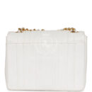 Vintage Chanel Mini Square Flap Vertical Stripe White Caviar Gold Hardware