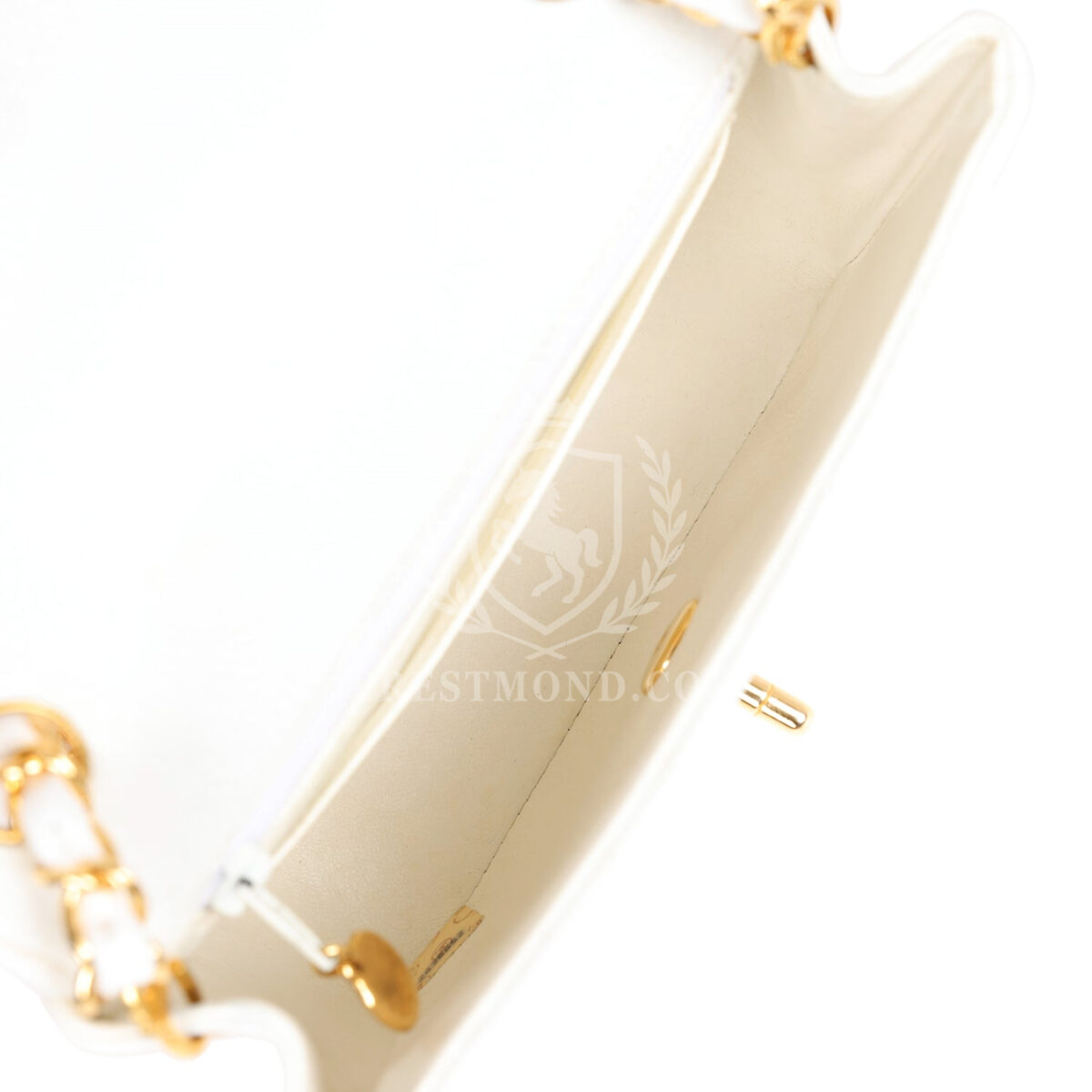 Vintage Chanel Mini Square Flap Vertical Stripe White Caviar Gold Hardware — изображение 8