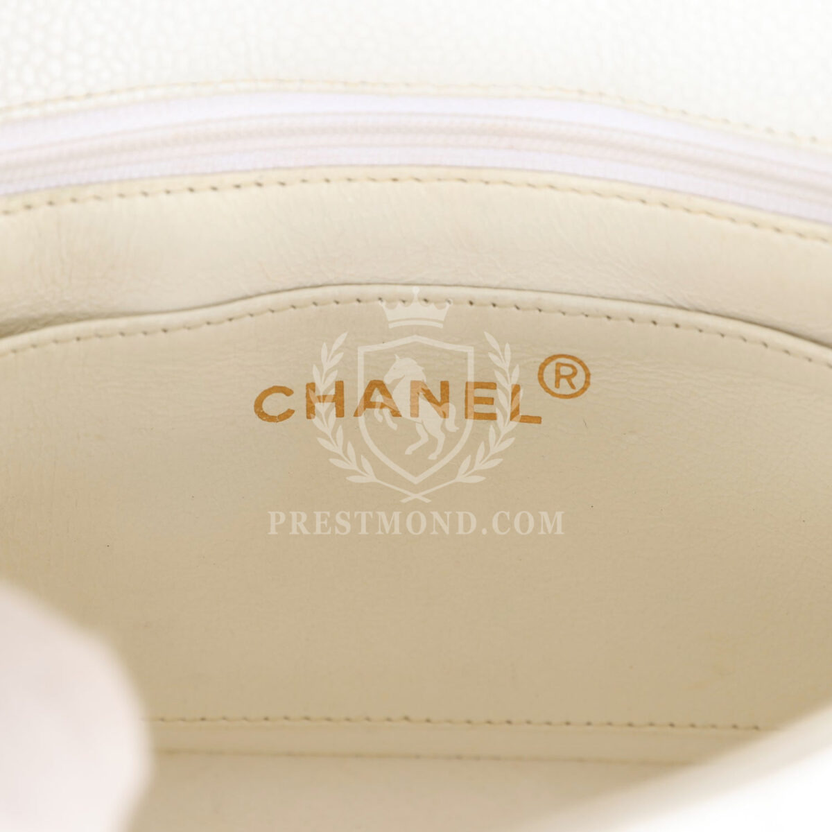 Vintage Chanel Mini Square Flap Vertical Stripe White Caviar Gold Hardware — изображение 9