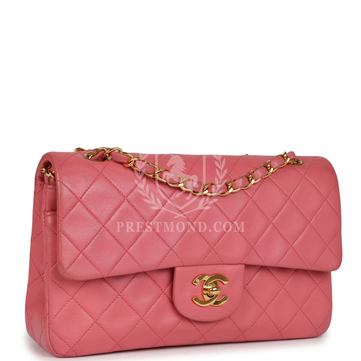 Vintage Chanel Small Classic Double Flap Bag Dark Pink Lambskin Gold Hardware — изображение 2