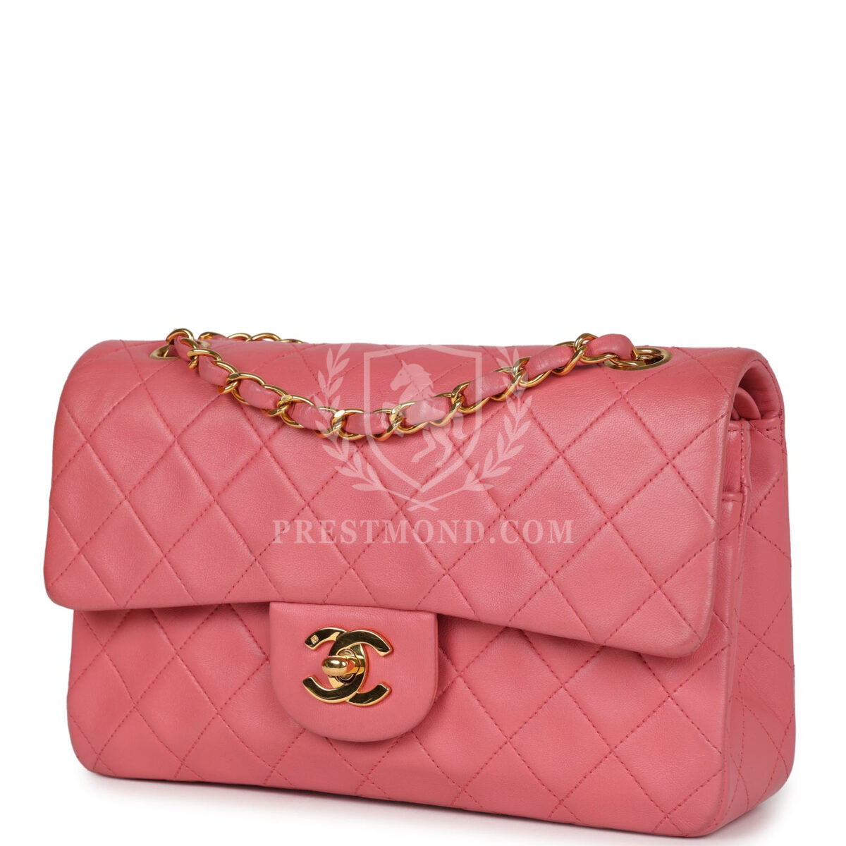 Vintage Chanel Small Classic Double Flap Bag Dark Pink Lambskin Gold Hardware — изображение 5