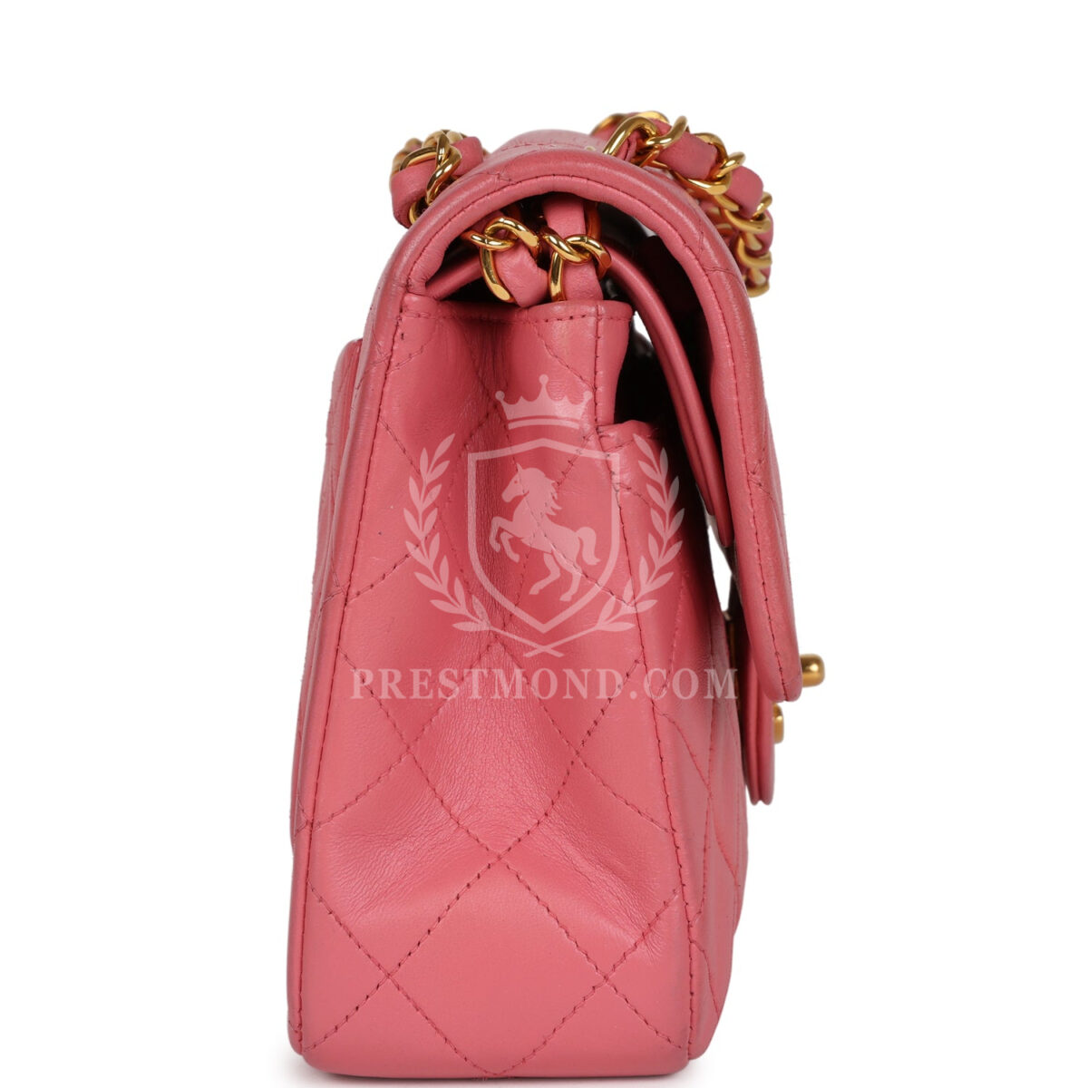 Vintage Chanel Small Classic Double Flap Bag Dark Pink Lambskin Gold Hardware — изображение 3