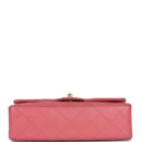 Vintage Chanel Small Classic Double Flap Bag Dark Pink Lambskin Gold Hardware