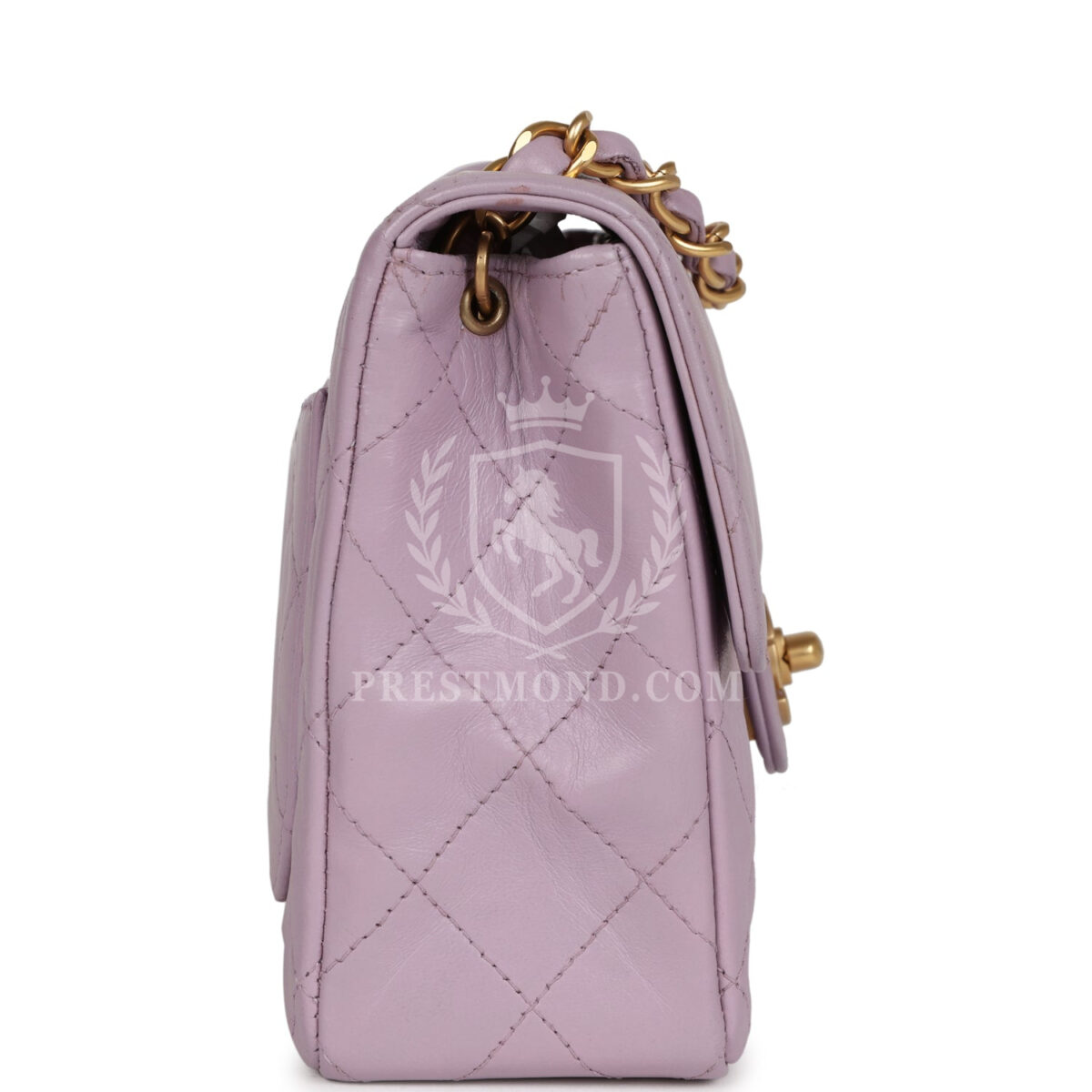Vintage Chanel Mini Square Flap Bag Light Purple Lambskin Matte Gold Hardware — изображение 3