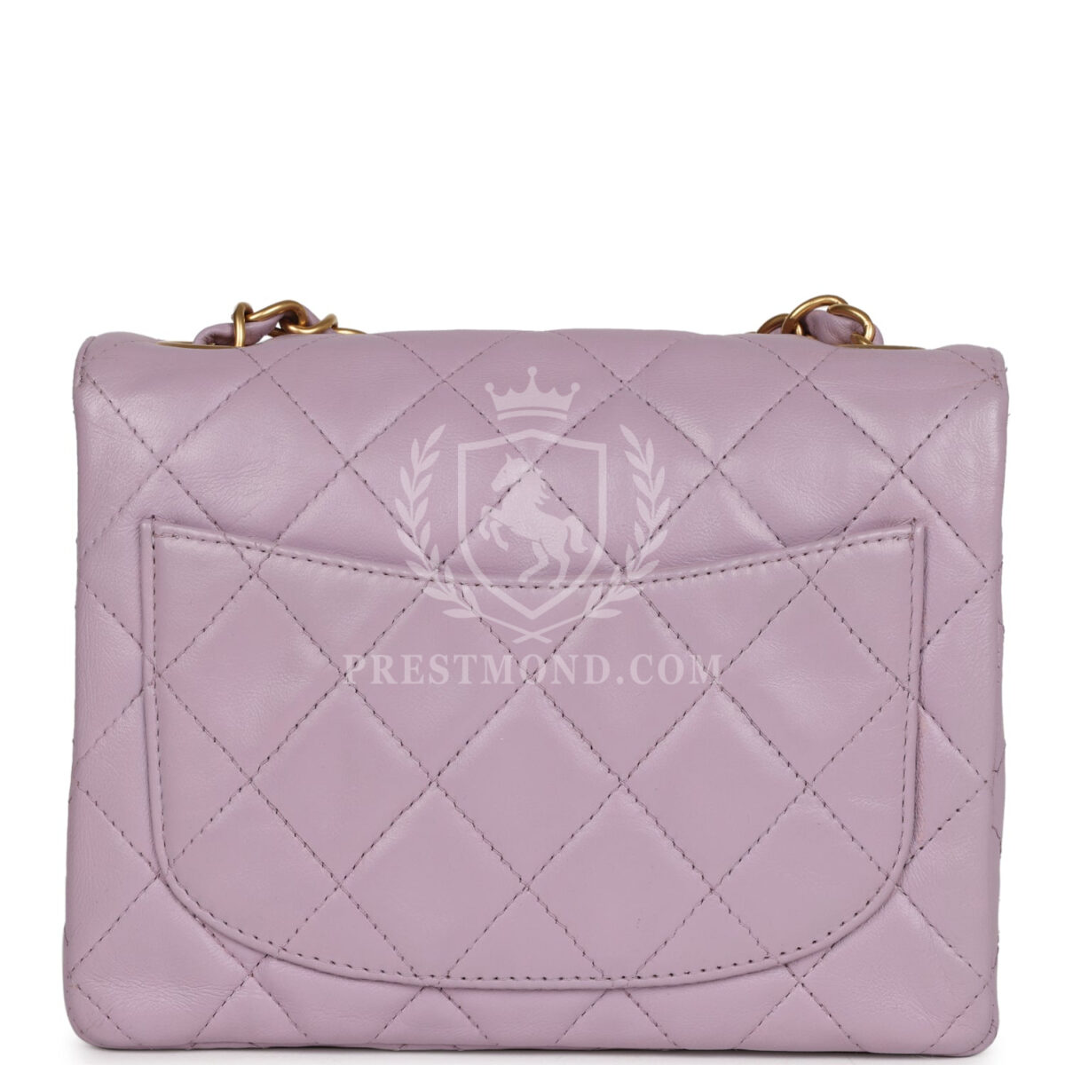 Vintage Chanel Mini Square Flap Bag Light Purple Lambskin Matte Gold Hardware — изображение 4