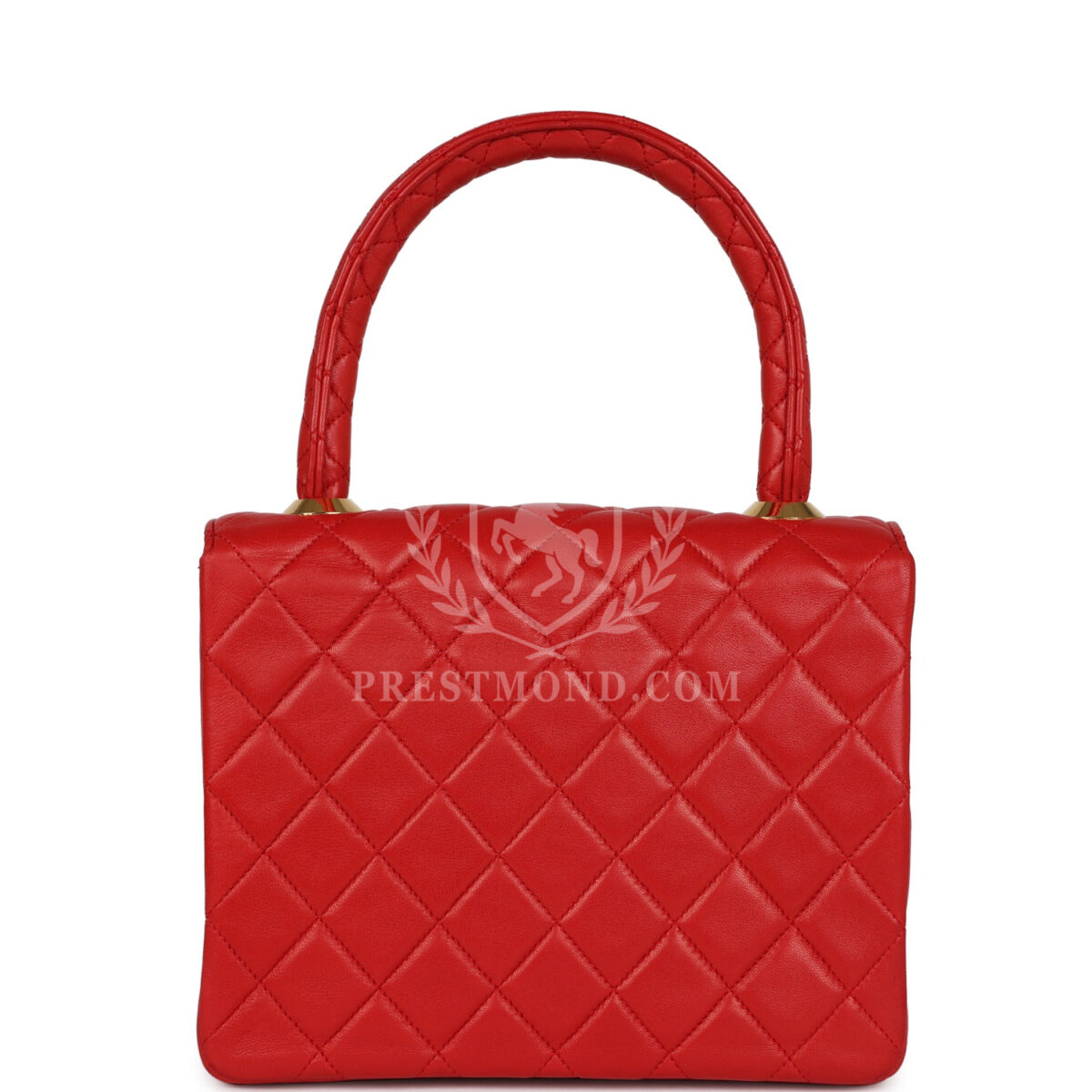 Vintage Chanel Top Handle Square Flap Red Lambskin Gold Hardware — изображение 4