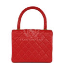 Vintage Chanel Top Handle Square Flap Red Lambskin Gold Hardware
