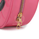 Vintage Chanel Round Vanity Bag Pink and Black Patent Leather Antique Gold Hardware