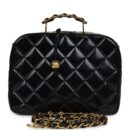 Vintage Chanel Lunchbox Vanity Black Patent Leather Gold Hardware