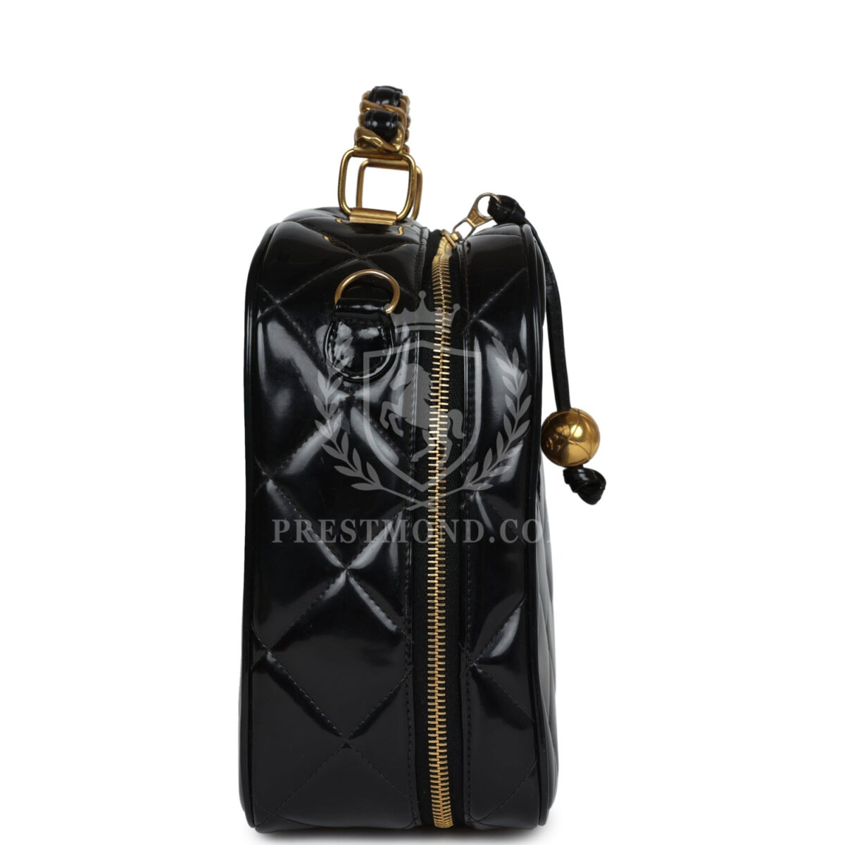 Vintage Chanel Lunchbox Vanity Black Patent Leather Gold Hardware — изображение 4