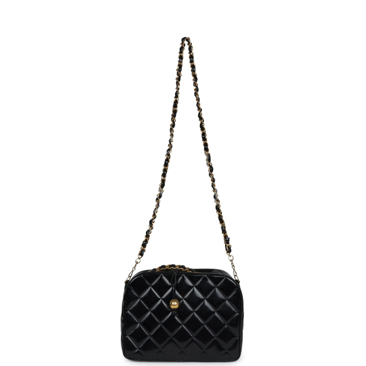Vintage Chanel Lunchbox Vanity Black Patent Leather Gold Hardware — изображение 7