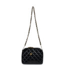 Vintage Chanel Lunchbox Vanity Black Patent Leather Gold Hardware