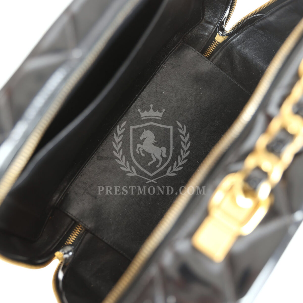 Vintage Chanel Lunchbox Vanity Black Patent Leather Gold Hardware — изображение 9