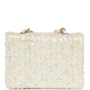 Vintage Chanel Micro Half Flap Iridescent Ivory Sequin Gold Hardware