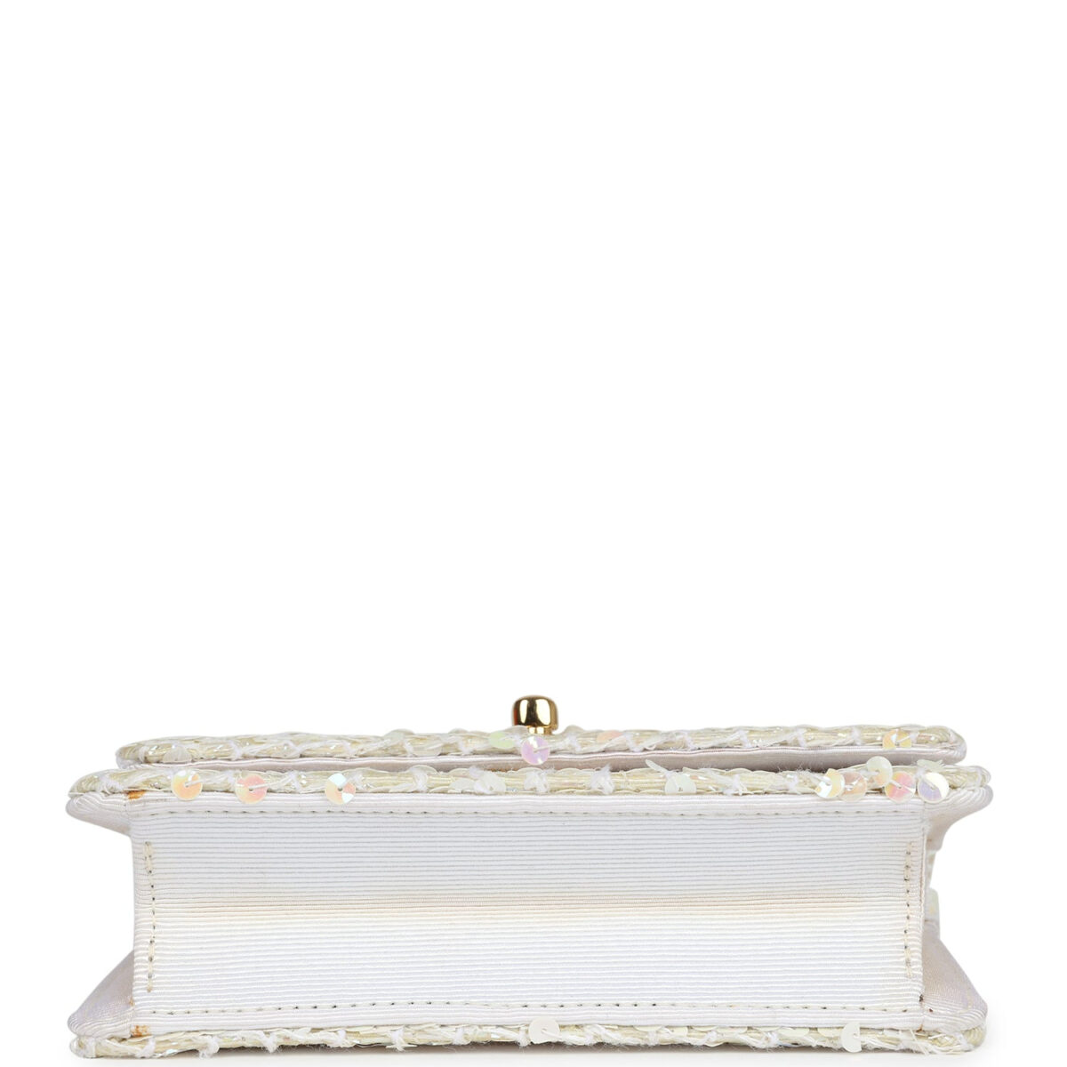 Vintage Chanel Micro Half Flap Iridescent Ivory Sequin Gold Hardware — изображение 6