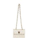 Vintage Chanel Micro Half Flap Iridescent Ivory Sequin Gold Hardware