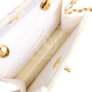 Vintage Chanel Micro Half Flap Iridescent Ivory Sequin Gold Hardware