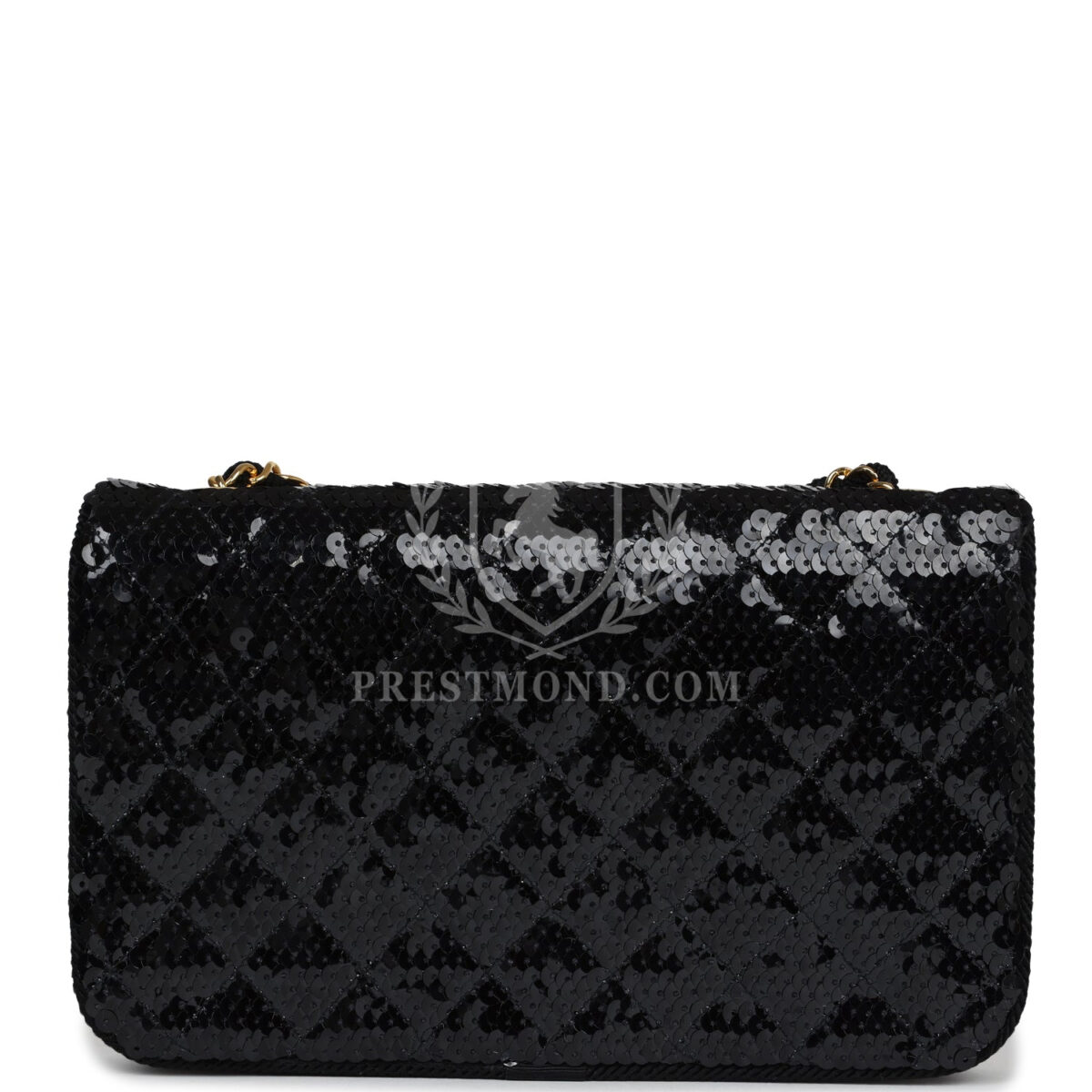 Vintage Chanel Small Flap Bag Black Sequin Gold Hardware — изображение 4