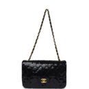Vintage Chanel Small Flap Bag Black Sequin Gold Hardware