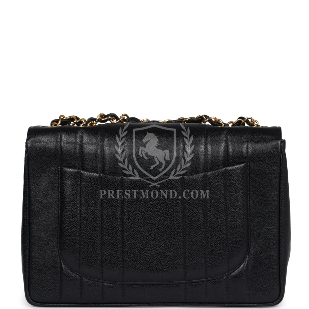 Vintage Chanel XL Jumbo Classic Mademoiselle Vertical Flap Black Caviar Gold Hardware — изображение 5