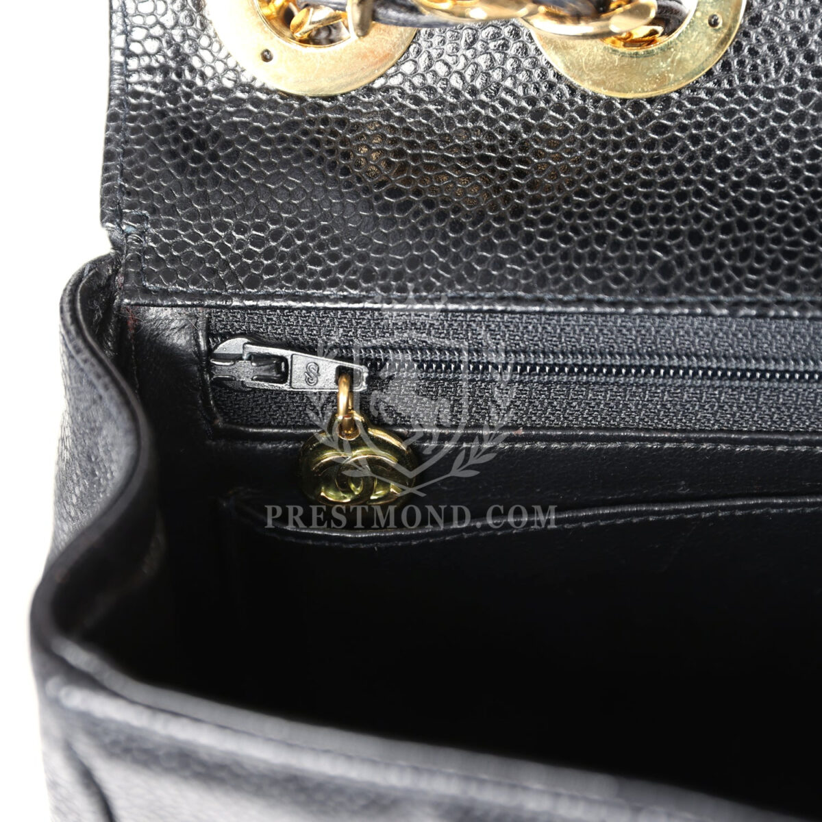 Vintage Chanel XL Jumbo Classic Mademoiselle Vertical Flap Black Caviar Gold Hardware — изображение 10