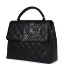 Vintage Chanel Kelly Flap Bag Black Caviar Silver Hardware
