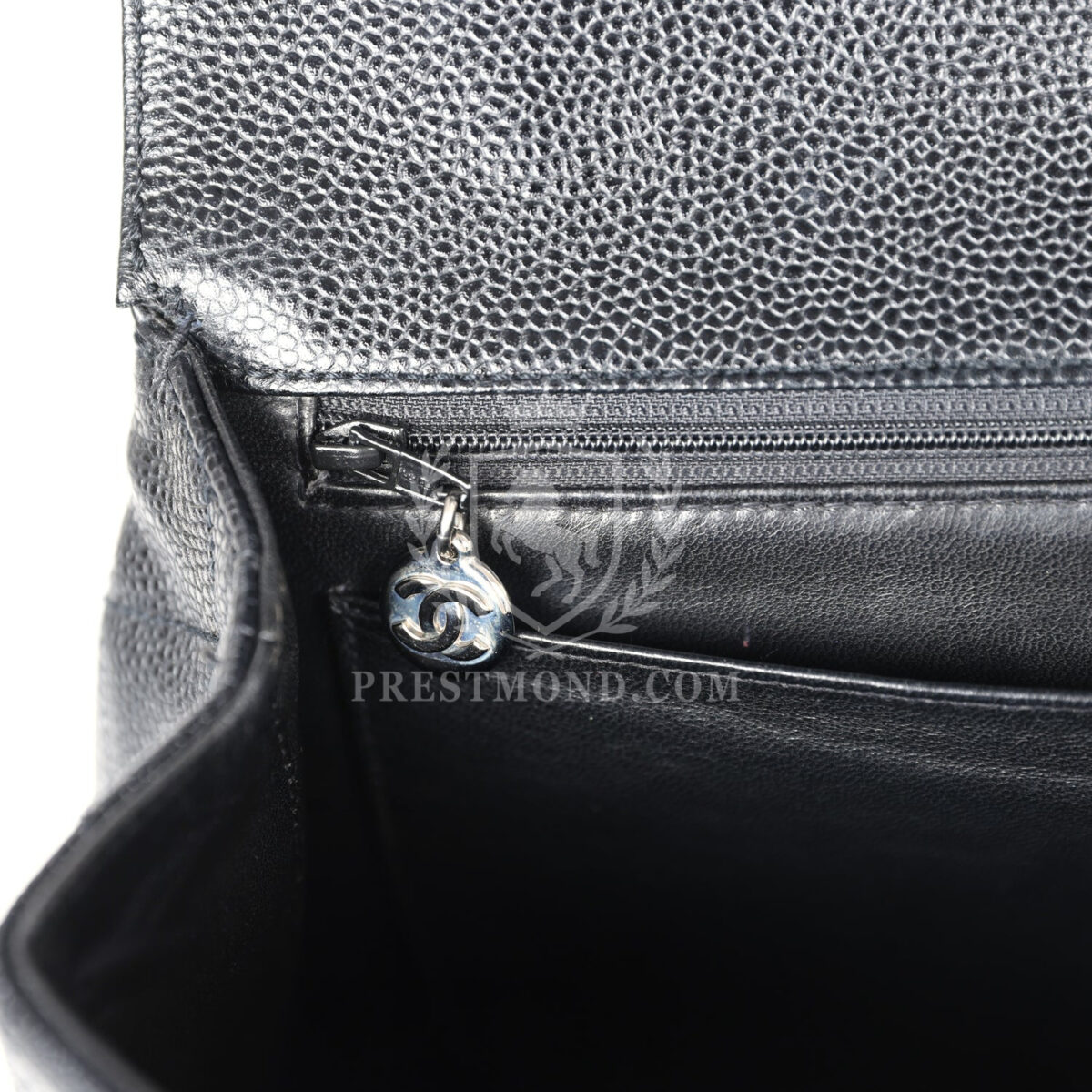 Vintage Chanel Kelly Flap Bag Black Caviar Silver Hardware — изображение 9