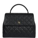 Vintage Chanel Kelly Flap Bag Black Caviar Gold Hardware