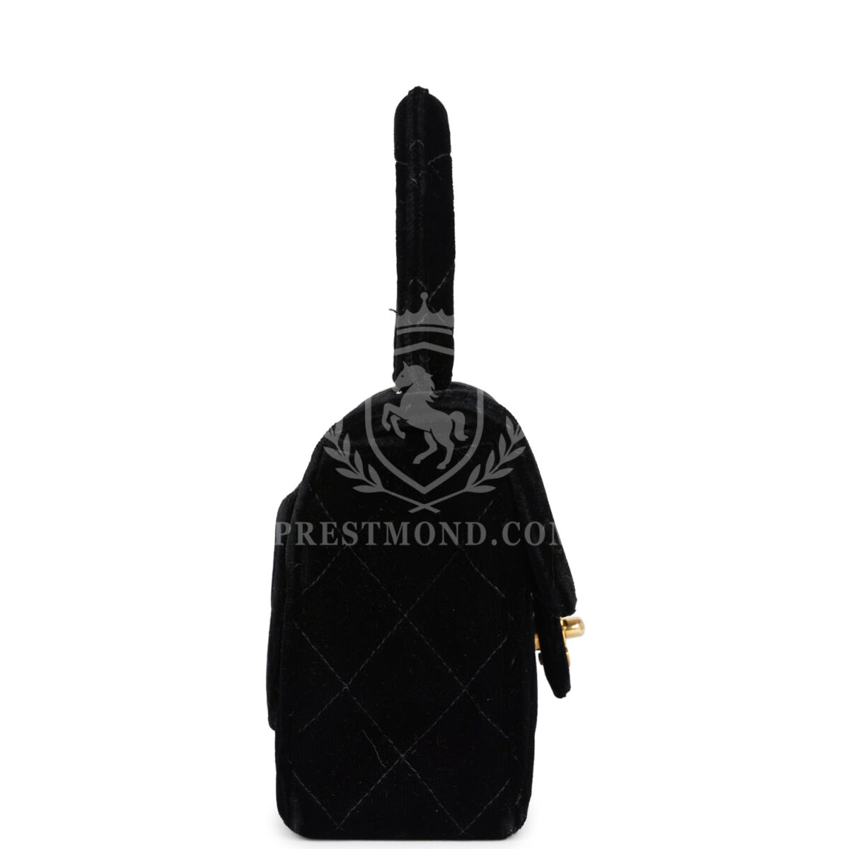 Vintage Chanel Micro Kelly Child Flap Bag Black Velvet Gold Hardware — изображение 3