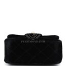 Vintage Chanel Micro Kelly Child Flap Bag Black Velvet Gold Hardware
