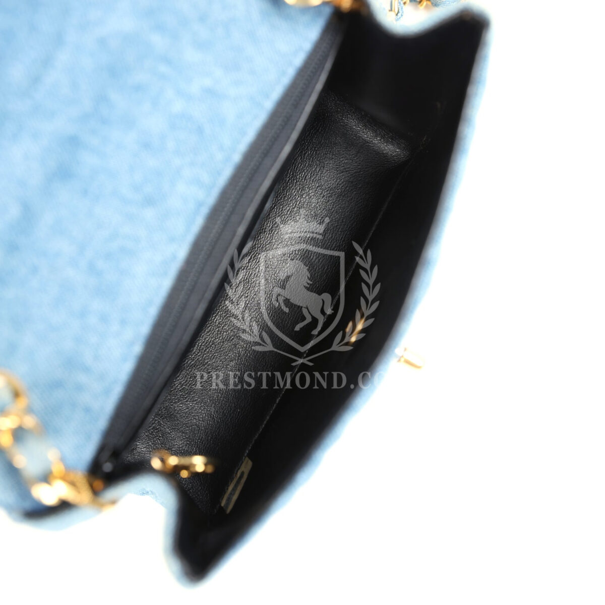 Vintage Chanel Mini Square Flap Bag Blue Denim Gold Hardware — изображение 7