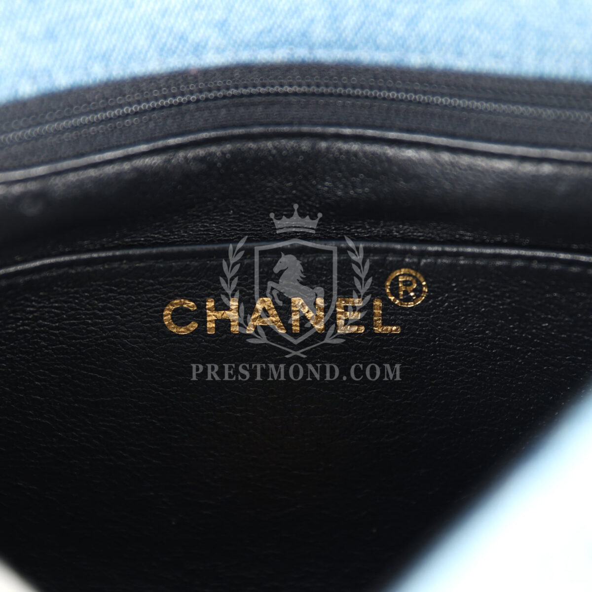 Vintage Chanel Mini Square Flap Bag Blue Denim Gold Hardware — изображение 8
