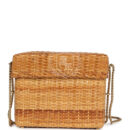Vintage Chanel Small Picnic Basket Bag Natural Wicker Gold Hardware