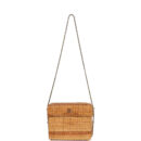 Vintage Chanel Small Picnic Basket Bag Natural Wicker Gold Hardware