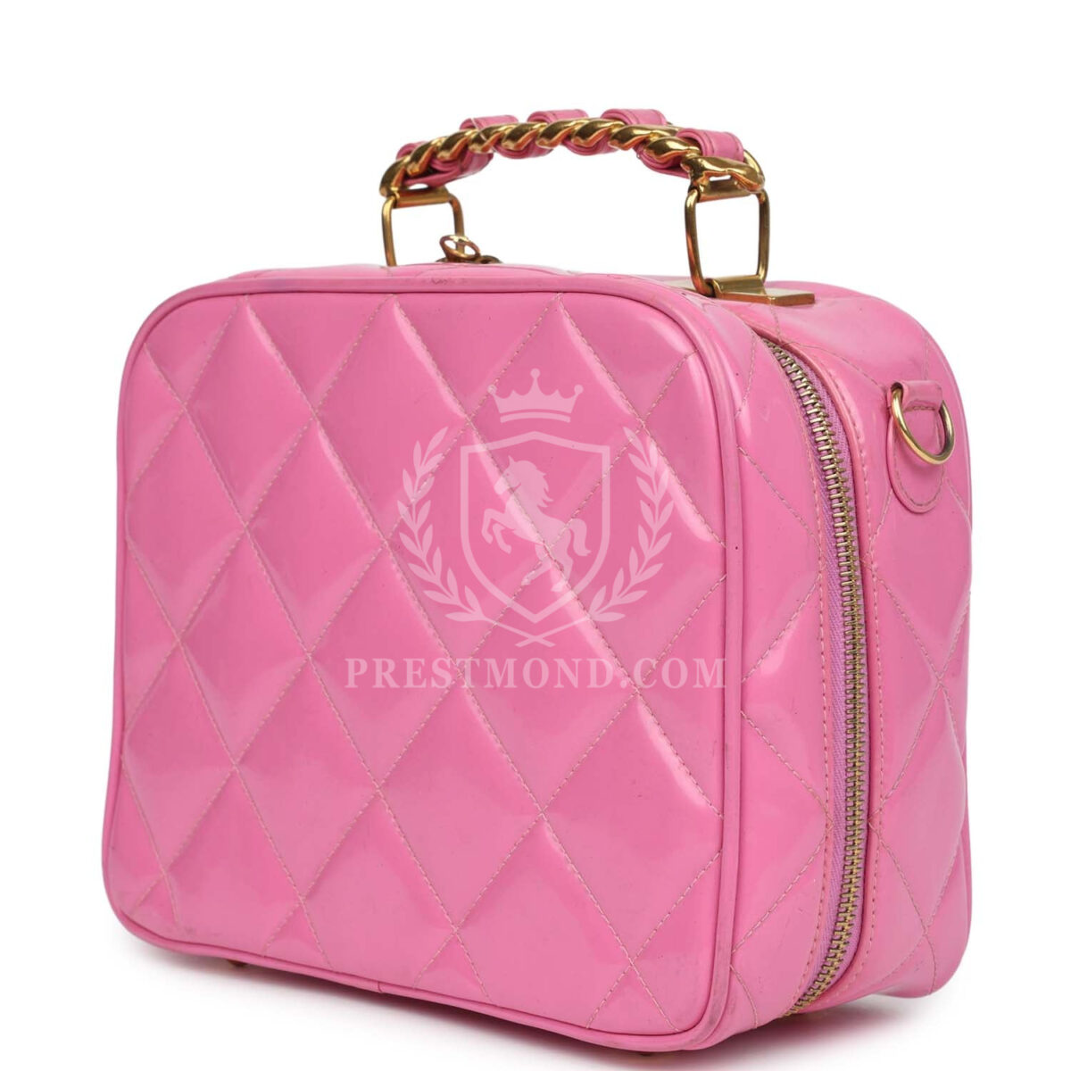 Vintage Chanel Lunchbox Vanity Bag Pink Patent Gold Hardware — изображение 5