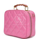 Vintage Chanel Lunchbox Vanity Bag Pink Patent Gold Hardware