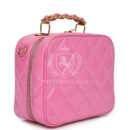 Vintage Chanel Lunchbox Vanity Bag Pink Patent Gold Hardware