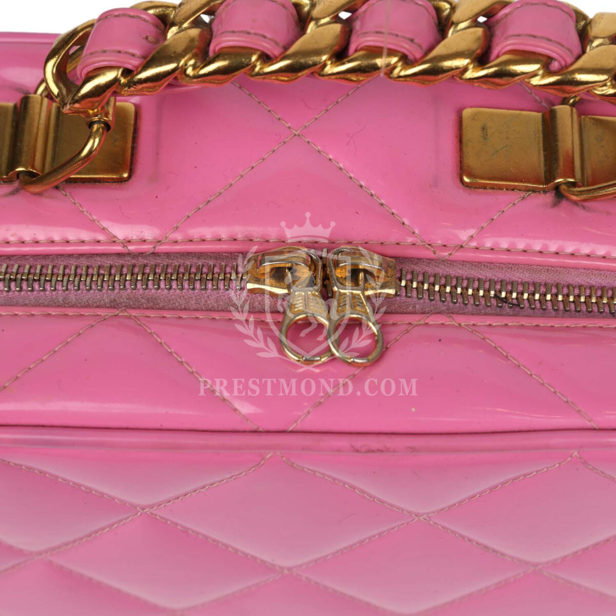 Vintage Chanel Lunchbox Vanity Bag Pink Patent Gold Hardware — изображение 7