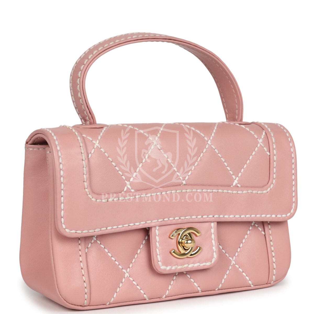 Vintage Chanel Mini Wild Stitch Surpique Top Handle Flap Bag Pink Calfskin Gold Hardware — изображение 2